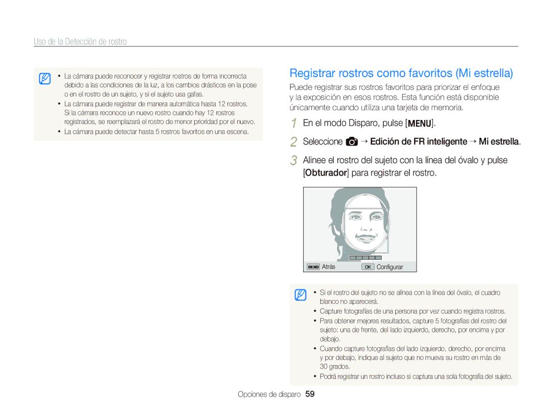 Samsung EC-WB690ZBPBE1 manual Registrar rostros como favoritos Mi estrella 