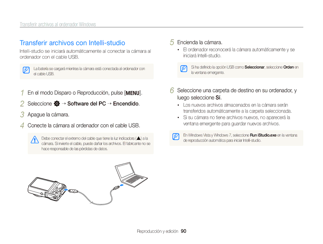 Samsung EC-WB690ZBPBE1 manual Transferir archivos con Intelli-studio, Transferir archivos al ordenador Windows 