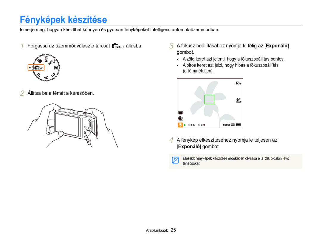 Samsung EC-WB690ZBPBE2 manual Fényképek készítése 