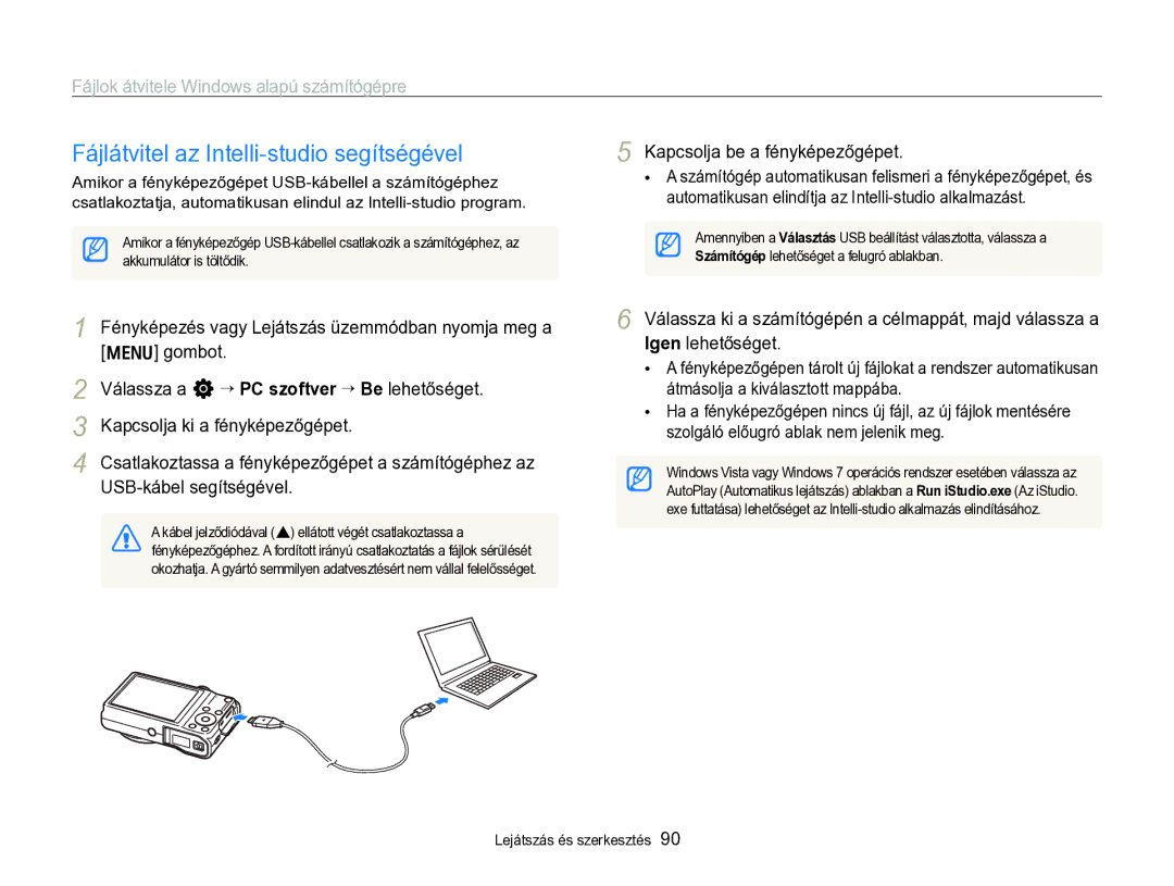 Samsung EC-WB690ZBPBE2 manual Fájlátvitel az Intelli-studio segítségével, Fájlok átvitele Windows alapú számítógépre 