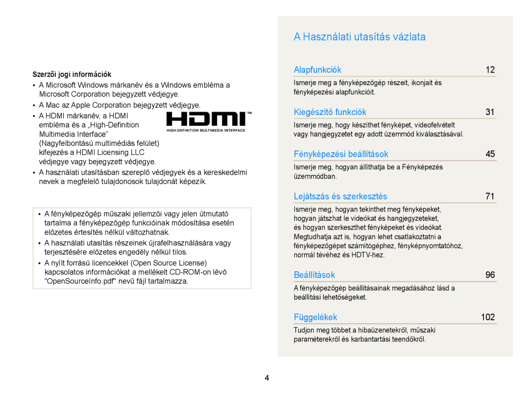 Samsung EC-WB700ZBPSE3, EC-WB700ZBPBE1, EC-WB700ZBPBE3, EC-WB700ZBPBE2 Használati utasítás vázlata, Szerzői jogi információk 