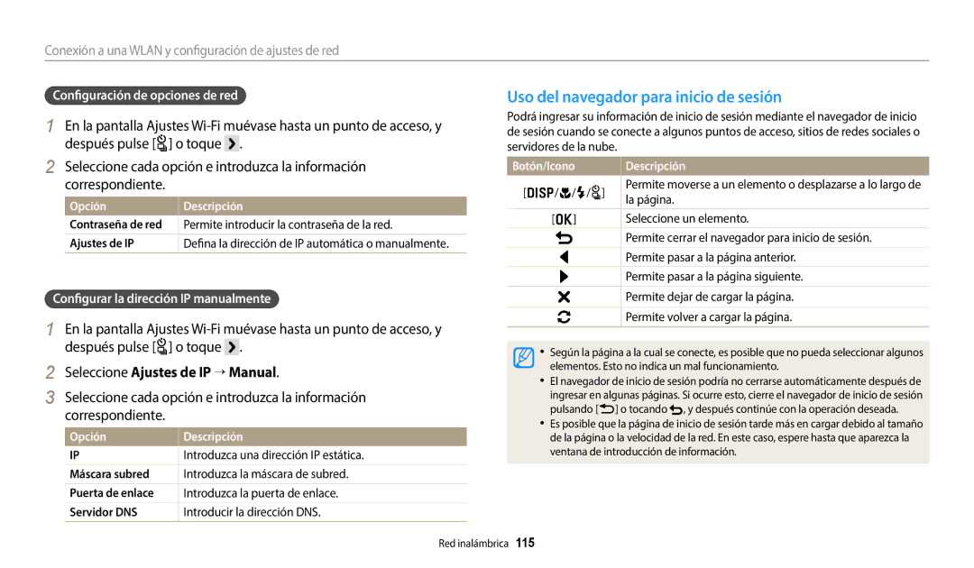 Samsung EC-WB800FFPBE1, EC-WB700ZBPBE1 Uso del navegador para inicio de sesión, Después pulse t o toque, Correspondiente 