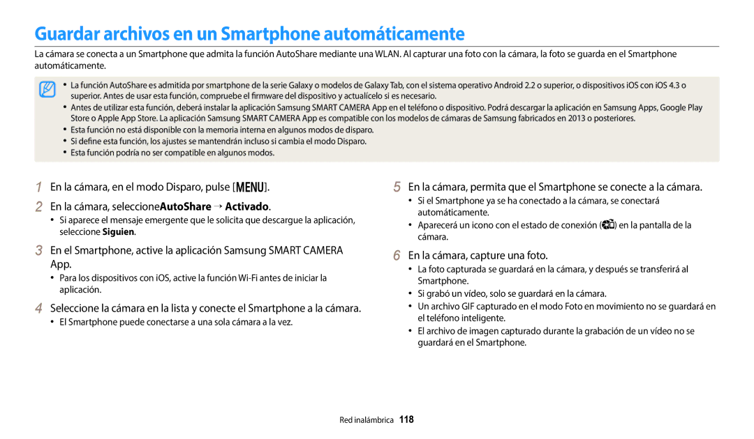 Samsung EC-WB800FBPBIL, EC-WB700ZBPBE1 Guardar archivos en un Smartphone automáticamente, En la cámara, capture una foto 