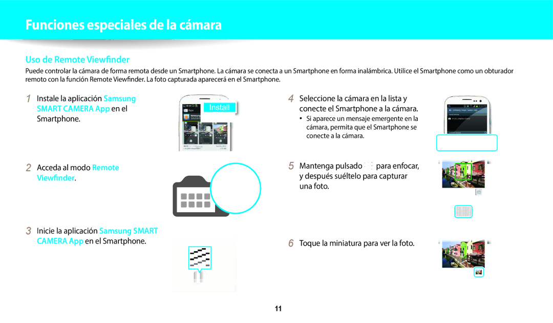 Samsung EC-WB800FFPBE1, EC-WB700ZBPBE1, EC-WB800FBPWE1, EC-WB800FFPWE1 manual Uso de Remote Viewfinder, Acceda al modo Remote 