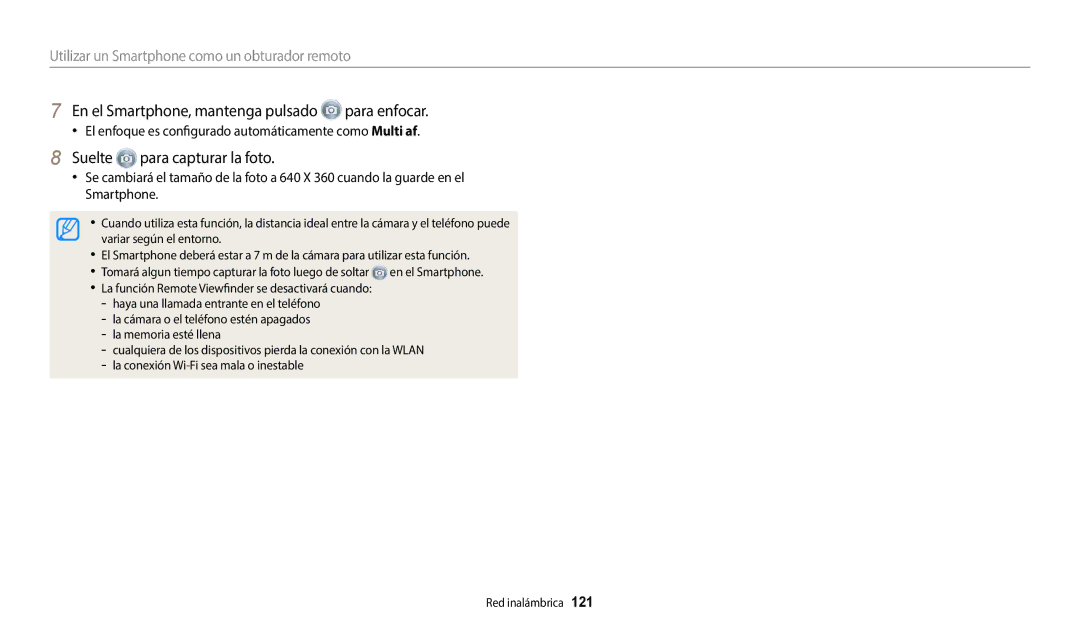 Samsung EC-WB800FFPWE1, EC-WB700ZBPBE1 manual En el Smartphone, mantenga pulsado para enfocar, Suelte para capturar la foto 