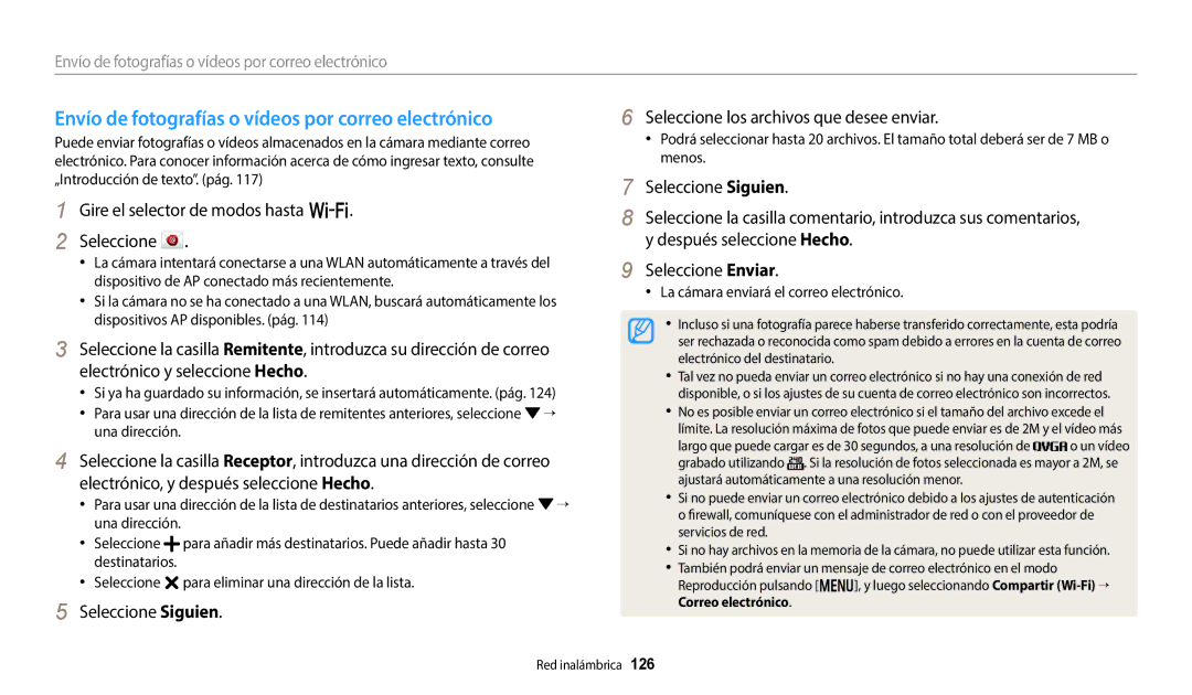 Samsung EC-WB800FBPBIL manual Envío de fotografías o vídeos por correo electrónico, La cámara enviará el correo electrónico 