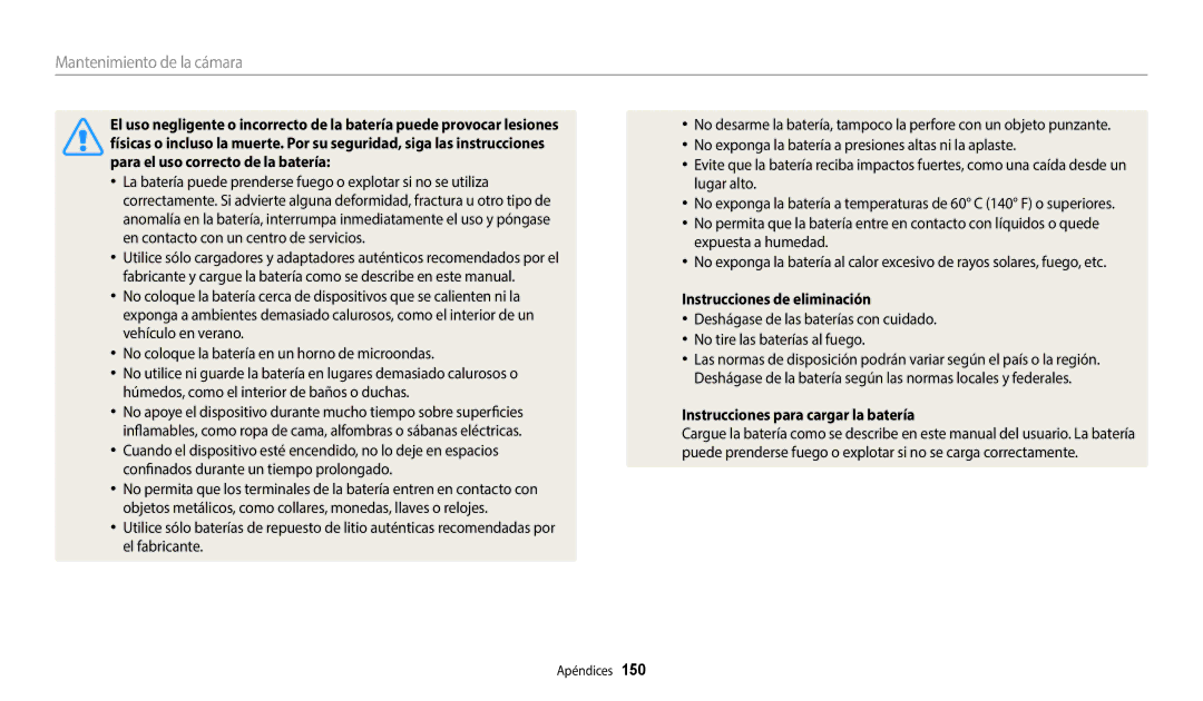 Samsung EC-WB800FBPBIL, EC-WB700ZBPBE1, EC-WB800FBPWE1 Instrucciones de eliminación, Instrucciones para cargar la batería 