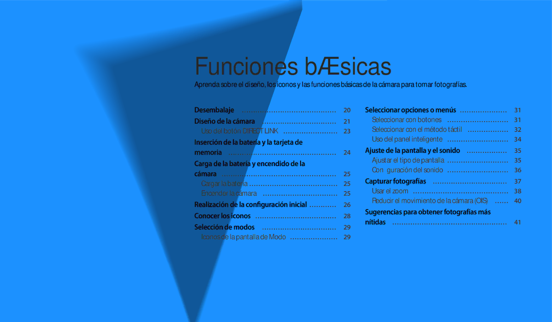 Samsung EC-WB800FFPBE1, EC-WB700ZBPBE1, EC-WB800FBPWE1, EC-WB800FFPWE1, EC-WB800FBPBE1, EC-WB800FBPRIL manual Funciones básicas 