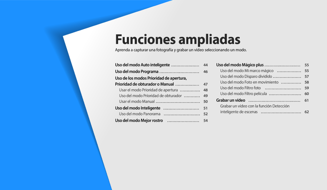 Samsung EC-WB800FFPBE1, EC-WB700ZBPBE1, EC-WB800FBPWE1, EC-WB800FFPWE1, EC-WB800FBPBE1, EC-WB800FBPRIL Funciones ampliadas 