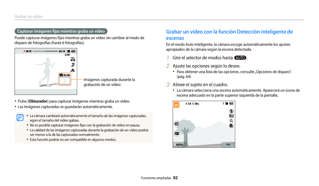 Samsung EC-WB800FBPBIL, EC-WB700ZBPBE1 manual Capturar imágenes fijas mientras graba un vídeo, Grabación de un vídeo 