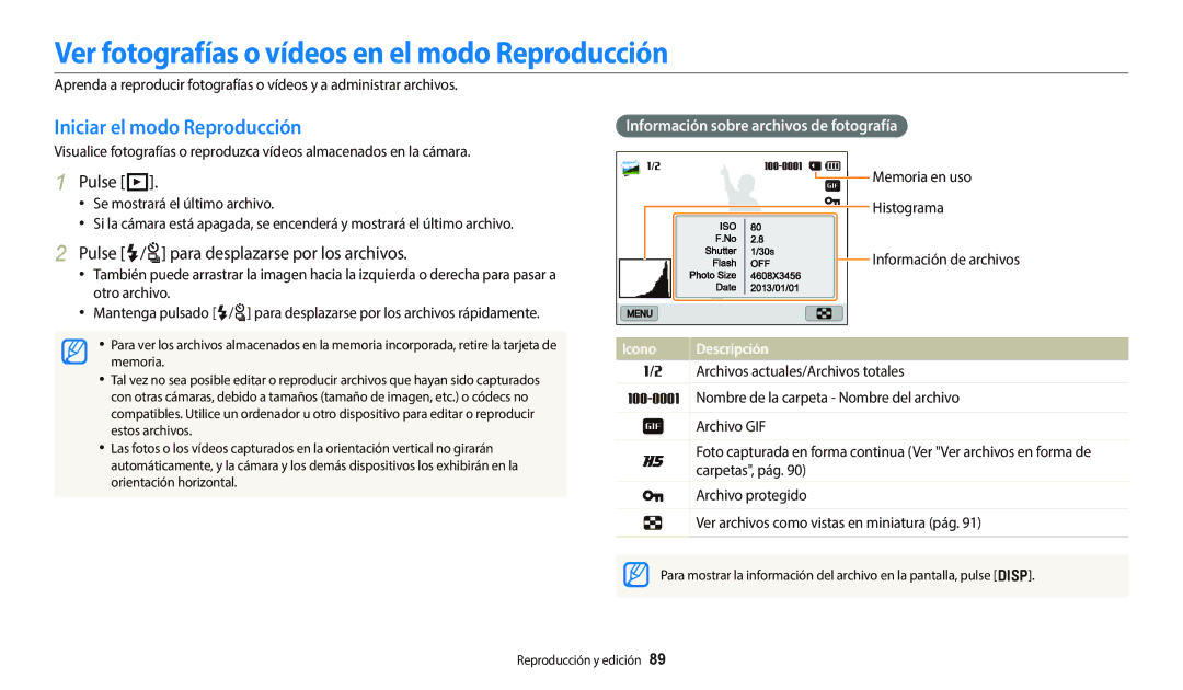 Samsung EC-WB800FFPWE1 manual Ver fotografías o vídeos en el modo Reproducción, Iniciar el modo Reproducción, Pulse P 