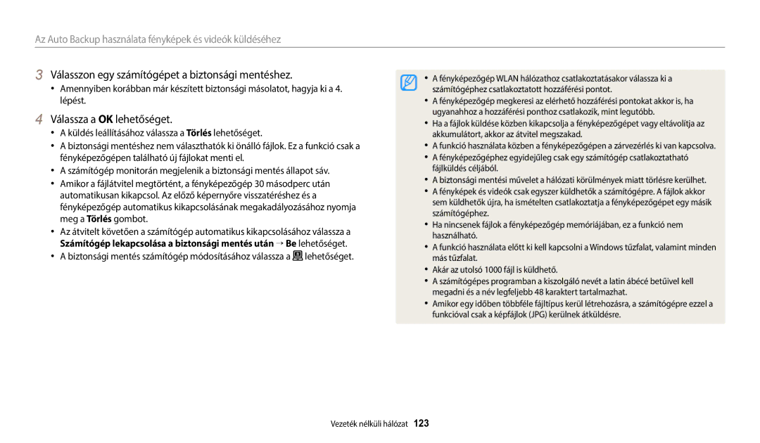 Samsung EC-WB800FBPWE3, EC-WB700ZBPBE1 manual Válasszon egy számítógépet a biztonsági mentéshez, Válassza a OK lehetőséget 