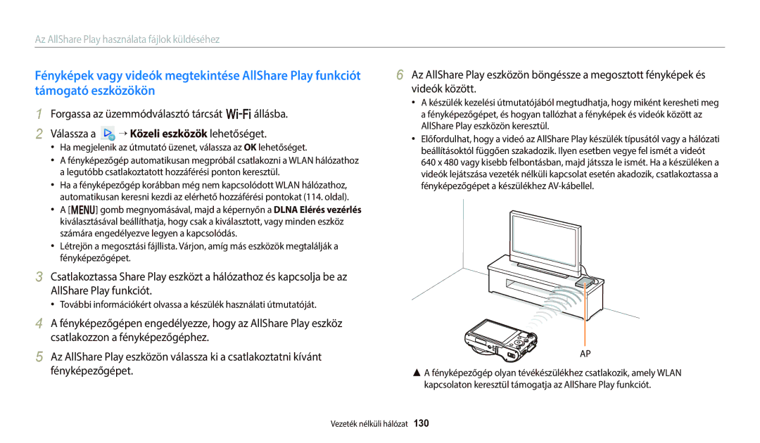 Samsung EC-WB800FBPBE2, EC-WB700ZBPBE1, EC-WB800FFPBE3, EC-WB800FBPBE3 manual Az AllShare Play használata fájlok küldéséhez 