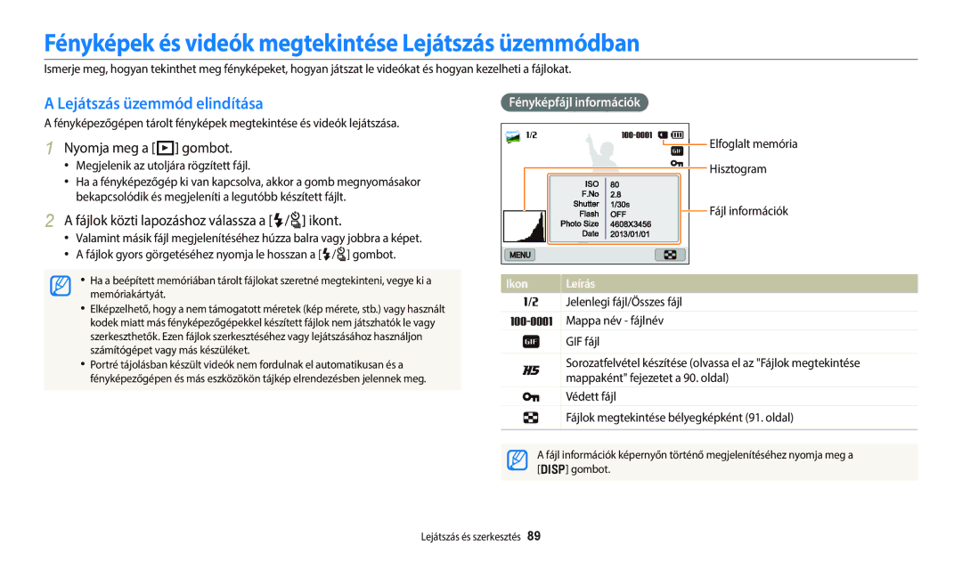 Samsung EC-WB700ZBPBE3, EC-WB700ZBPBE1 Fényképek és videók megtekintése Lejátszás üzemmódban, Lejátszás üzemmód elindítása 