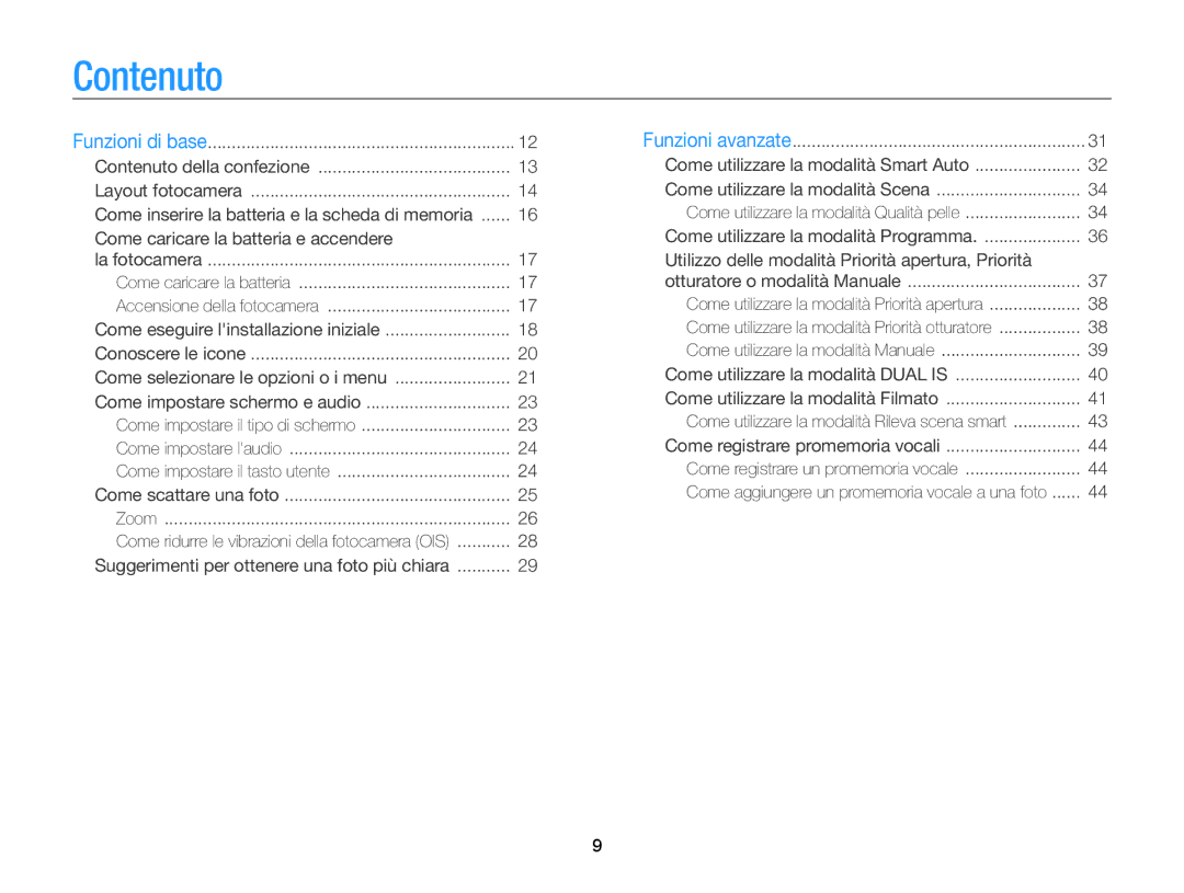 Samsung EC-WB700ZBPBE1 manual Contenuto, Suggerimenti per ottenere una foto più chiara 