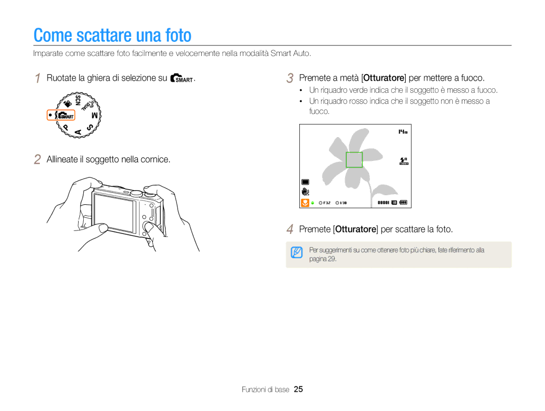 Samsung EC-WB700ZBPBE1 manual Come scattare una foto, Premete Otturatore per scattare la foto 