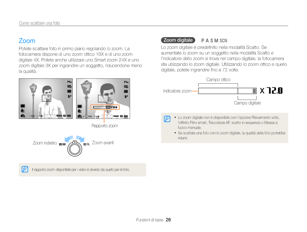Samsung EC-WB700ZBPBE1 manual Come scattare una foto, Zoom digitale p a h M s 