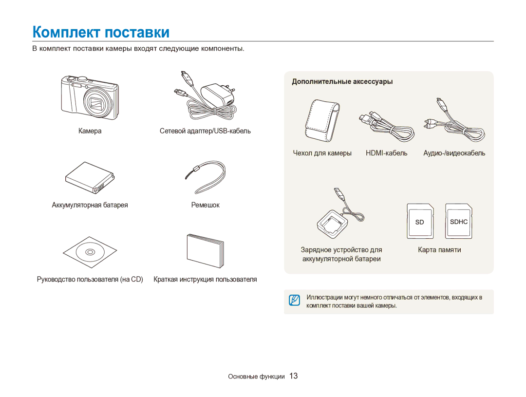 Samsung EC-WB700ZBPBE2, EC-WB700ZBPBRU manual Комплект поставки, Дополнительные аксессуары 