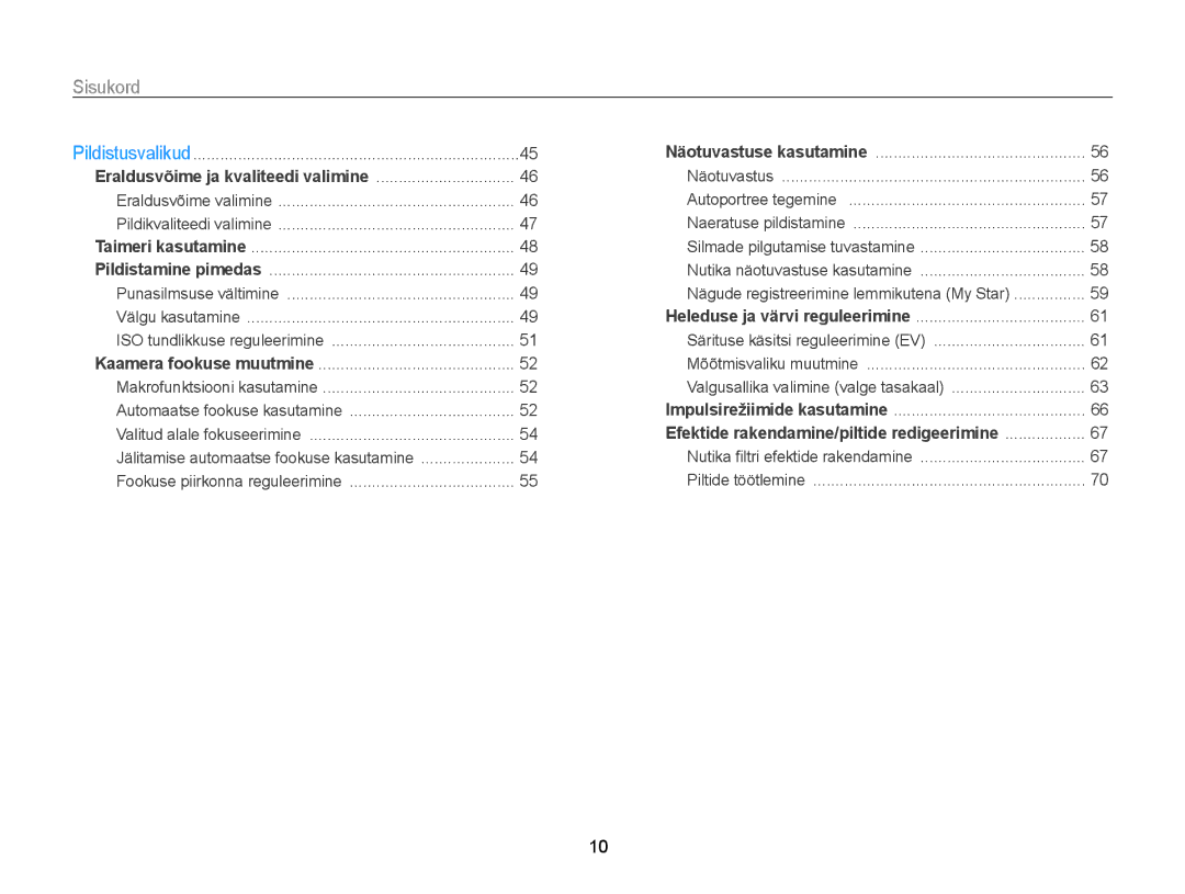 Samsung EC-WB700ZBPBE2 manual Sisukord, Nutika näotuvastuse kasutamine 