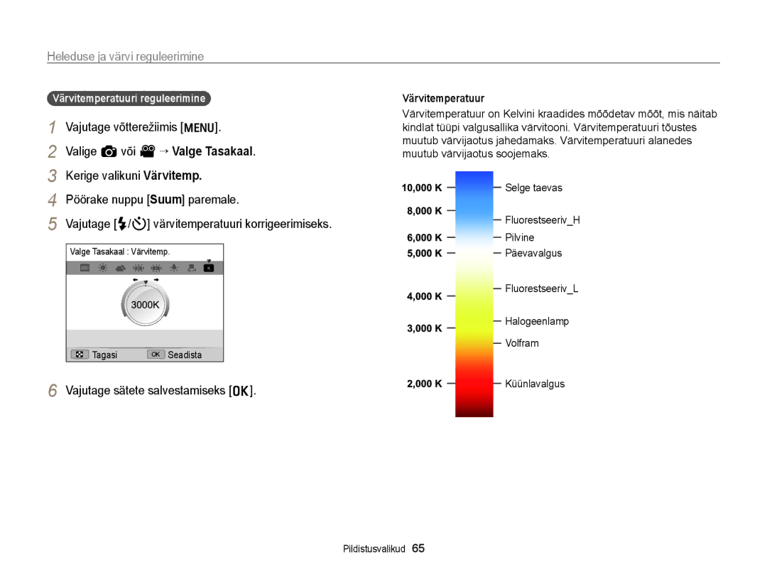 Samsung EC-WB700ZBPBE2 manual Värvitemperatuur 