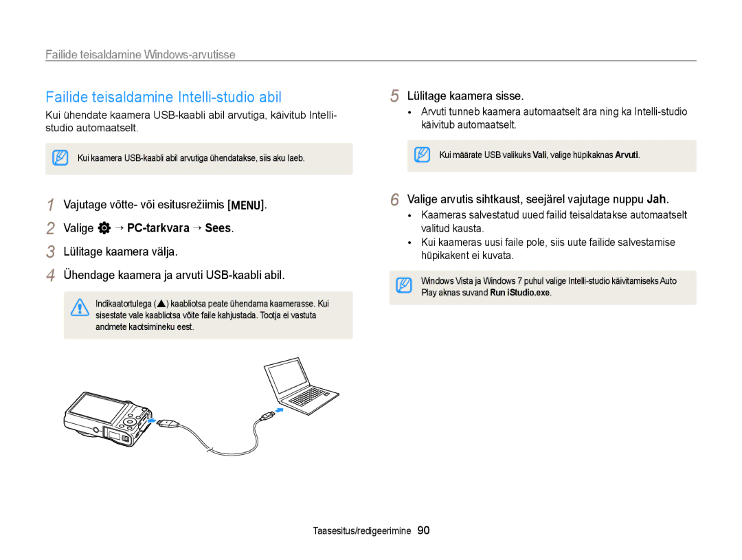 Samsung EC-WB700ZBPBE2 manual Failide teisaldamine Intelli-studio abil, Failide teisaldamine Windows-arvutisse 