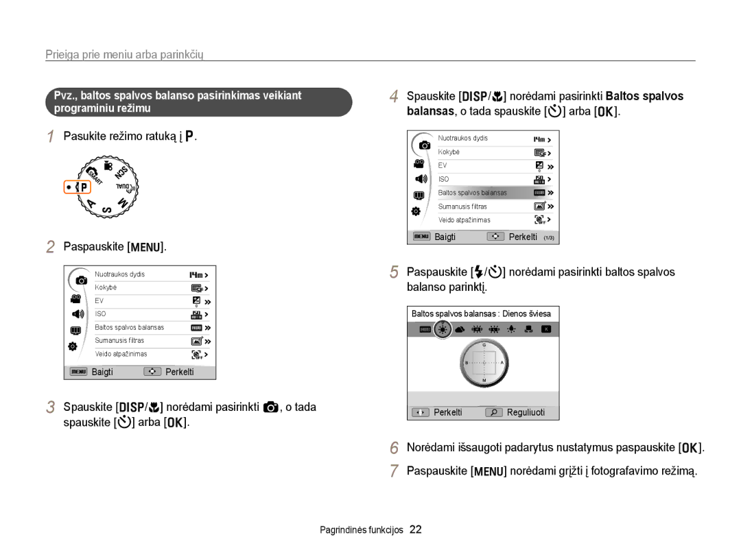 Samsung EC-WB700ZBPBE2 manual Prieiga prie meniu arba parinkčių, Paspauskite m 