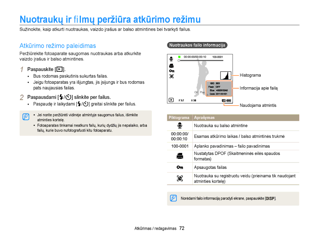 Samsung EC-WB700ZBPBE2 manual Nuotraukų ir ﬁlmų peržiūra atkūrimo režimu, Atkūrimo režimo paleidimas, Paspauskite P 