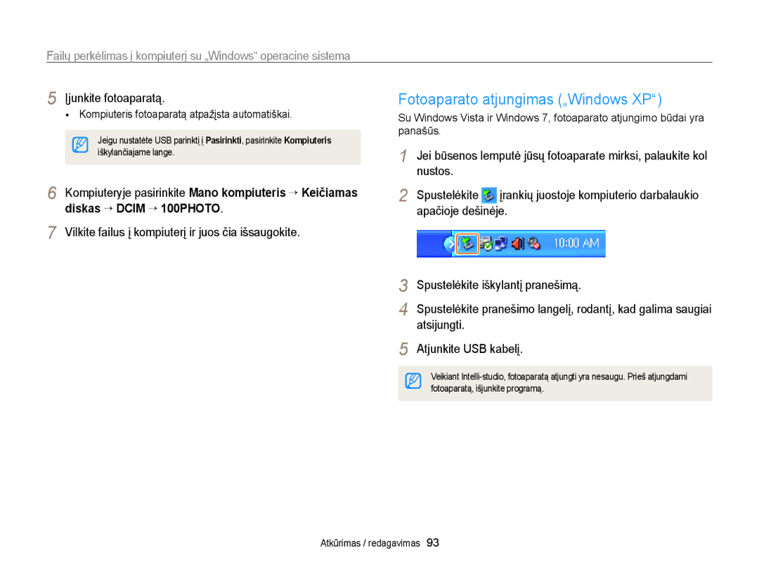 Samsung EC-WB700ZBPBE2 manual Fotoaparato atjungimas „Windows XP, Vilkite failus į kompiuterį ir juos čia išsaugokite 