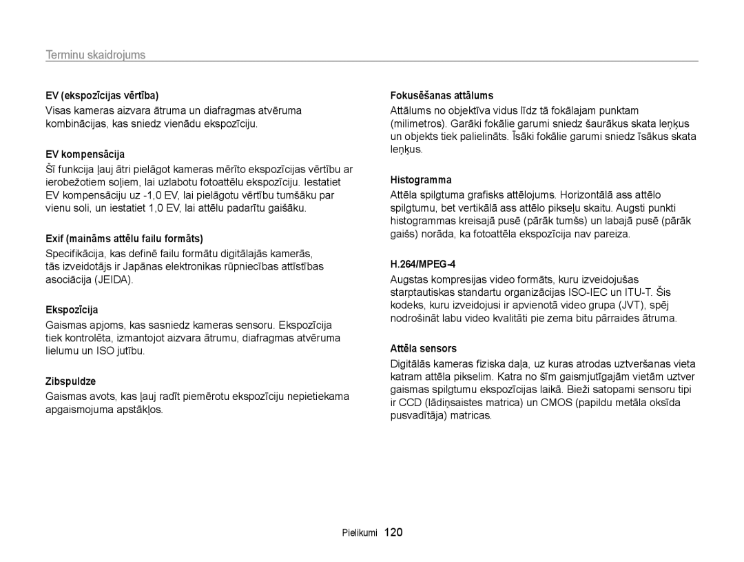 Samsung EC-WB700ZBPBE2 manual Terminu skaidrojums 