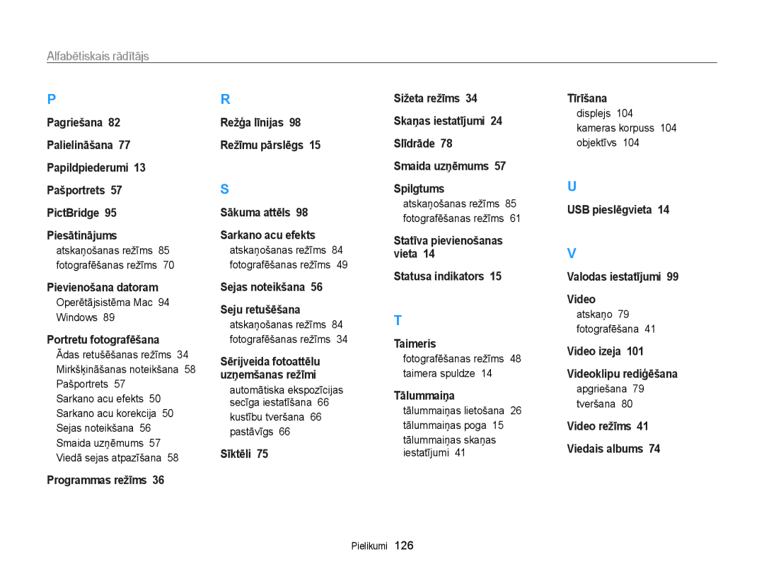 Samsung EC-WB700ZBPBE2 Kustību tveršana 66 pastāvīgs, Fotografēšanas režīms 48 taimera spuldze, Apgriešana 79 tveršana 