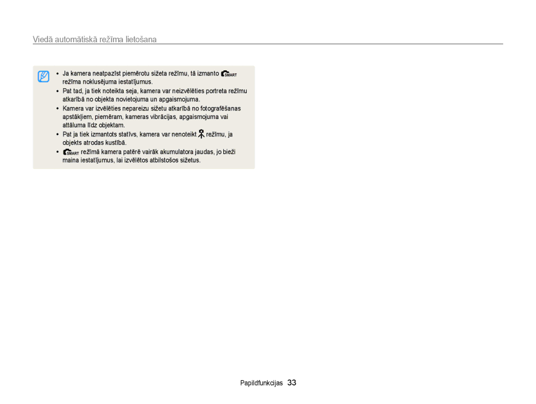 Samsung EC-WB700ZBPBE2 manual Viedā automātiskā režīma lietošana 