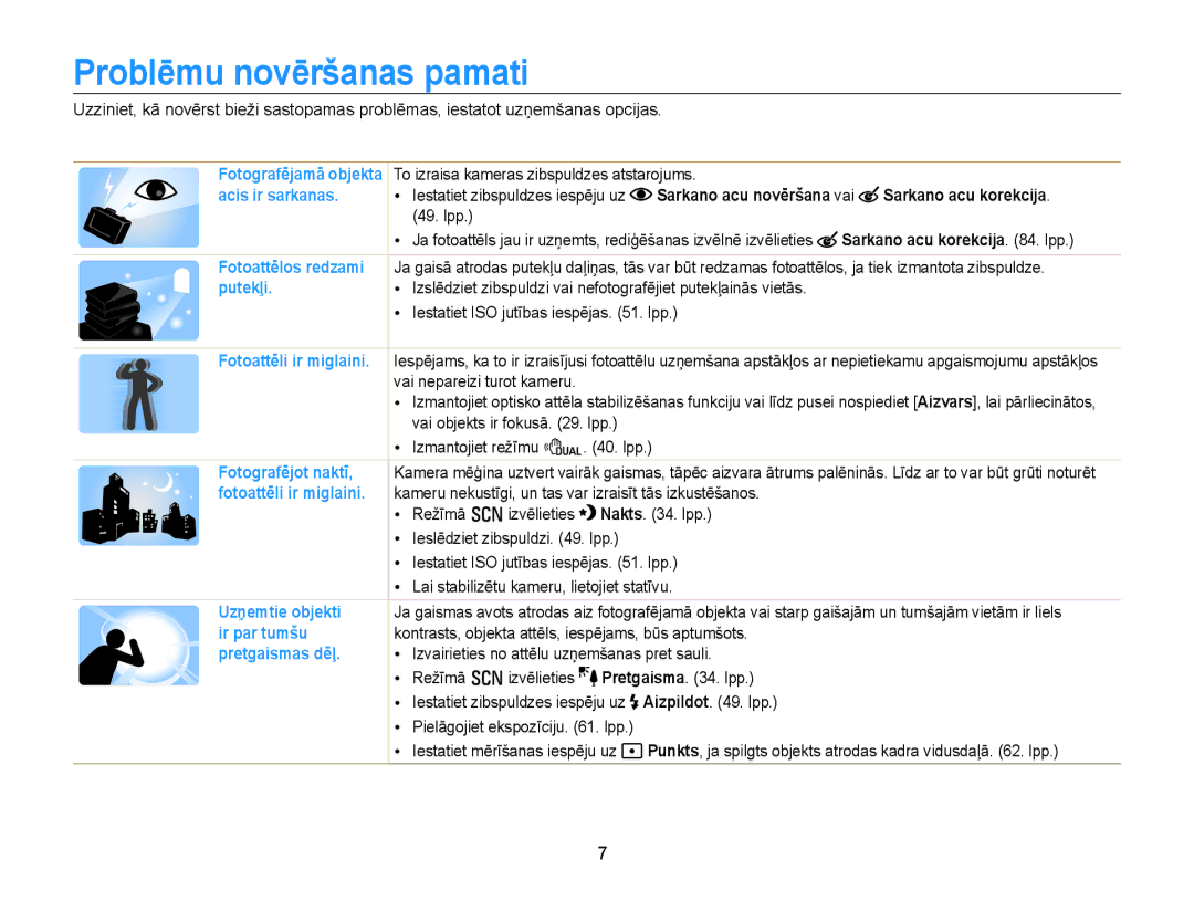 Samsung EC-WB700ZBPBE2 manual Problēmu novēršanas pamati, Sarkano acu korekcija . lpp 