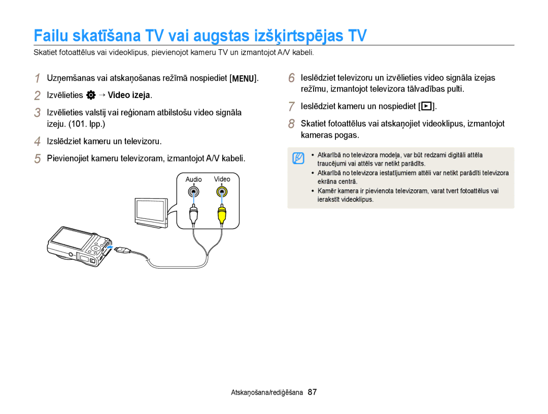 Samsung EC-WB700ZBPBE2 Failu skatīšana TV vai augstas izšķirtspējas TV, Režīmu, izmantojot televizora tālvadības pulti 