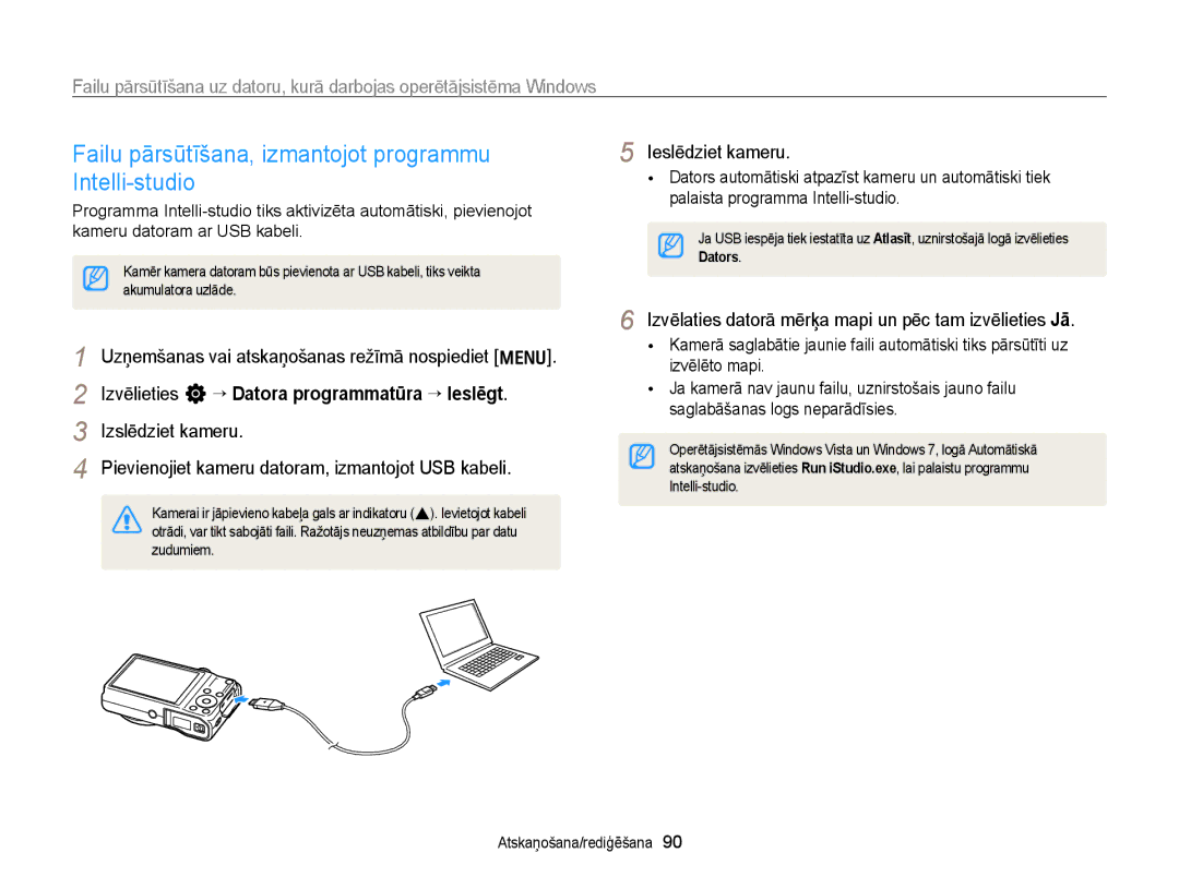 Samsung EC-WB700ZBPBE2 manual Failu pārsūtīšana, izmantojot programmu Intelli-studio 