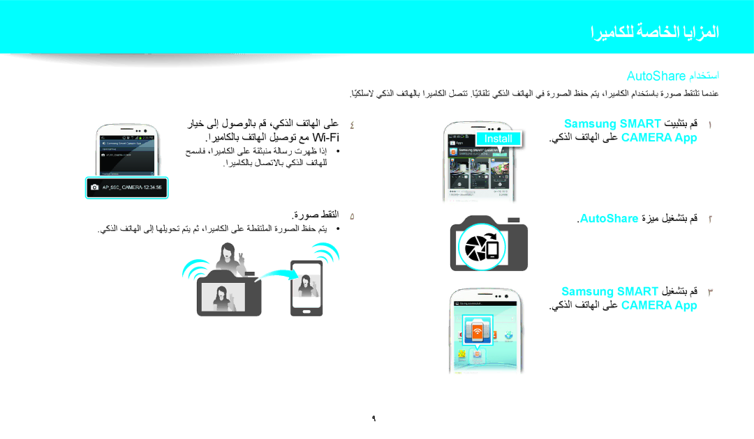 Samsung EC-WB700ZBPSAE, EC-WB700ZBPBIL, EC-WB700ZDPPIR ﺓﺭﻮﺻ ﻂﻘﺘﻟﺍ, ﻲﻛﺬﻟﺍ ﻒﺗﺎﻬﻟﺍ ﻰﻠﻋ Camera App AutoShare ﺓﺰﻴﻣ ﻞﻴﻐﺸﺘﺑ ﻢﻗ 