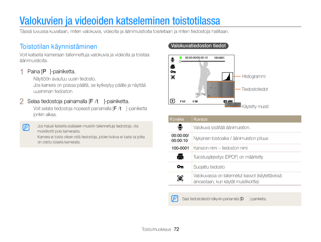 Samsung EC-WB700ZBPBE2 Valokuvien ja videoiden katseleminen toistotilassa, Toistotilan käynnistäminen, Paina P-painiketta 