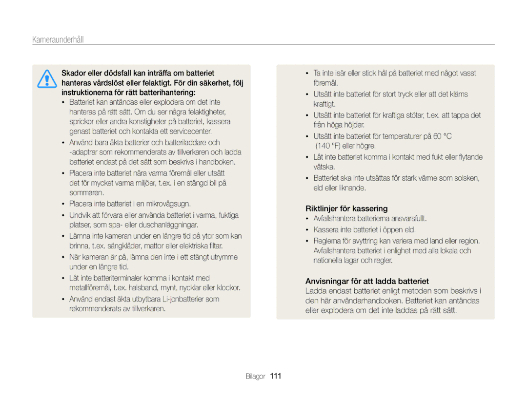 Samsung EC-WB700ZBPSE2, EC-WB700ZBPBE2 manual Använd bara äkta batterier och batteriladdare och 