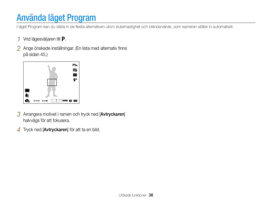 Samsung EC-WB700ZBPBE2, EC-WB700ZBPSE2 manual Använda läget Program 