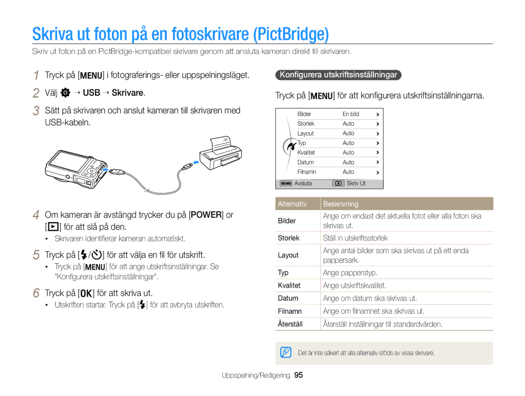 Samsung EC-WB700ZBPSE2 manual Skriva ut foton på en fotoskrivare PictBridge, Tryck på F/t för att välja en ﬁl för utskrift 