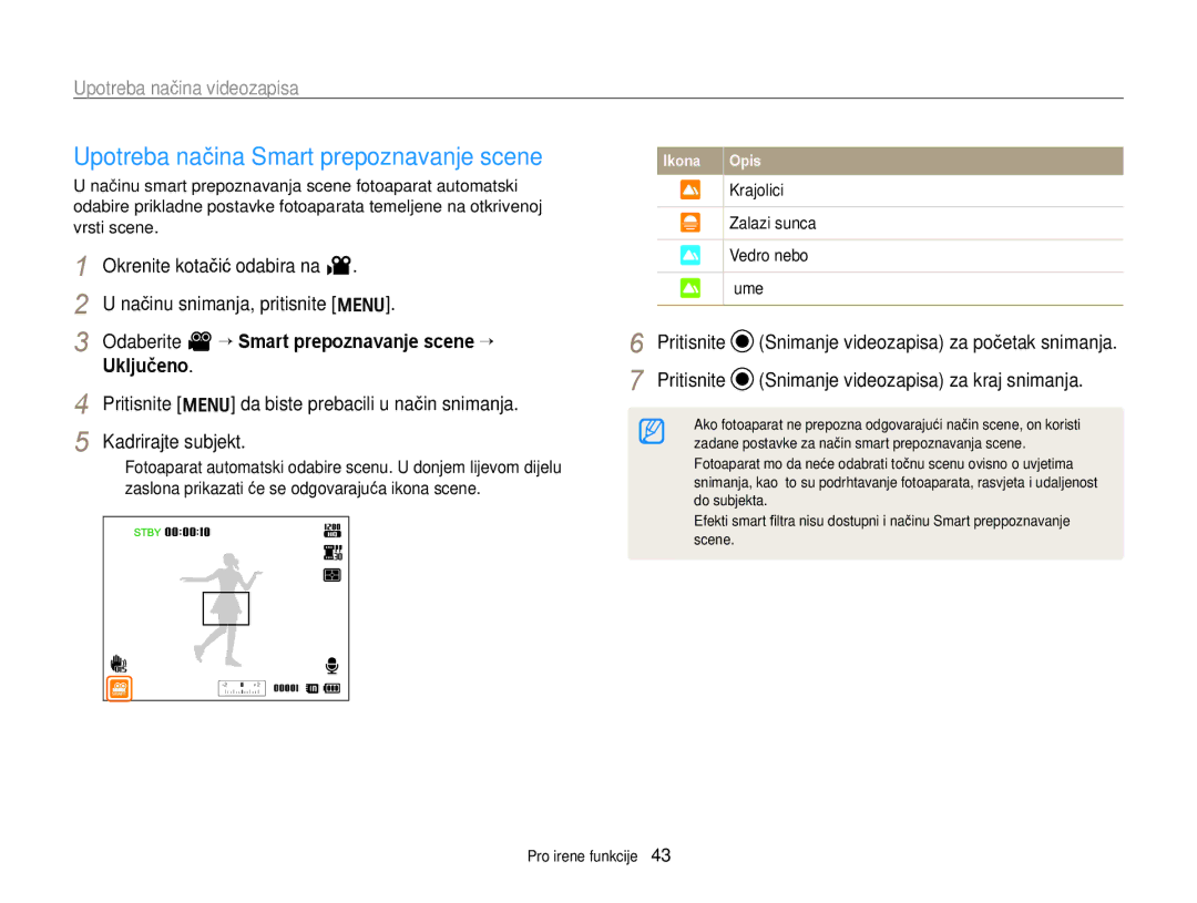 Samsung EC-WB700ZBPSE3, EC-WB700ZBPBE3 manual Krajolici, Zalazi sunca 