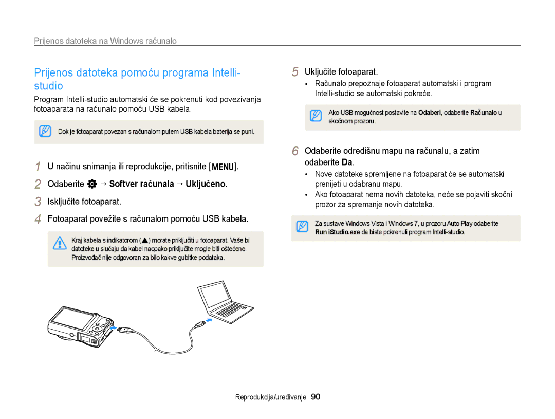 Samsung EC-WB700ZBPBE3, EC-WB700ZBPSE3 Uključite fotoaparat, Odaberite odredišnu mapu na računalu, a zatim odaberite Da 