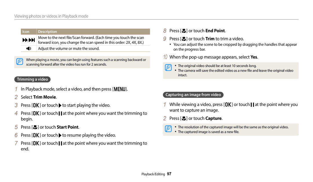 Samsung EC-WB800FFPBRU manual Playback mode, select a video, and then press m, Select Trim Movie, Trimming a video 