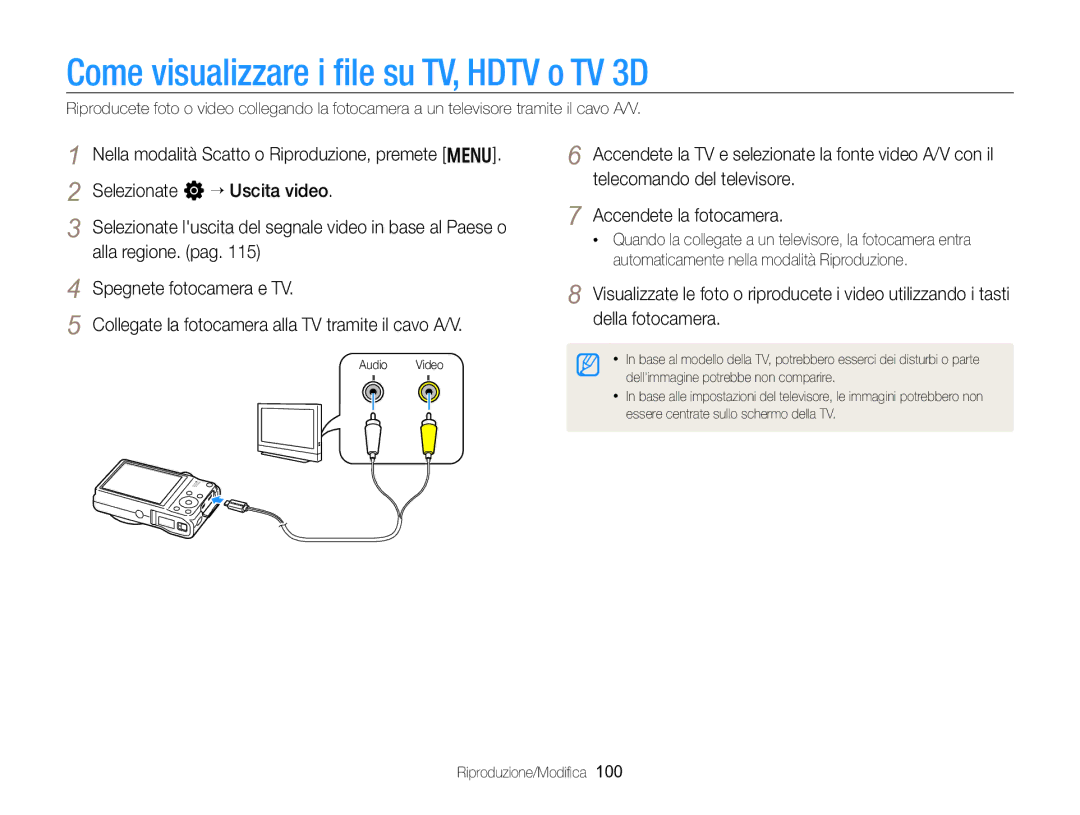 Samsung EC-WB750ZBPBE1 manual Come visualizzare i ﬁle su TV, Hdtv o TV 3D 