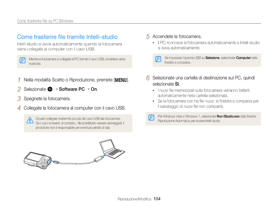 Samsung EC-WB750ZBPBE1 manual Come trasferire ﬁle tramite Intelli-studio, Come trasferire ﬁle su PC Windows 