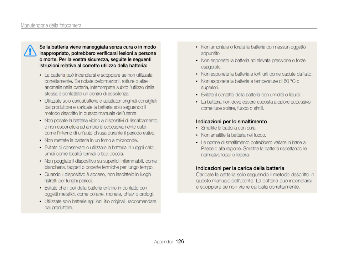 Samsung EC-WB750ZBPBE1 manual Non mettete la batteria in un forno a microonde, Indicazioni per la carica della batteria 