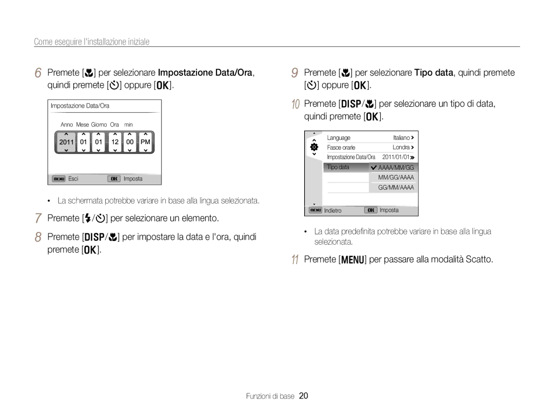 Samsung EC-WB750ZBPBE1 manual Come eseguire linstallazione iniziale, Premete m per passare alla modalità Scatto 