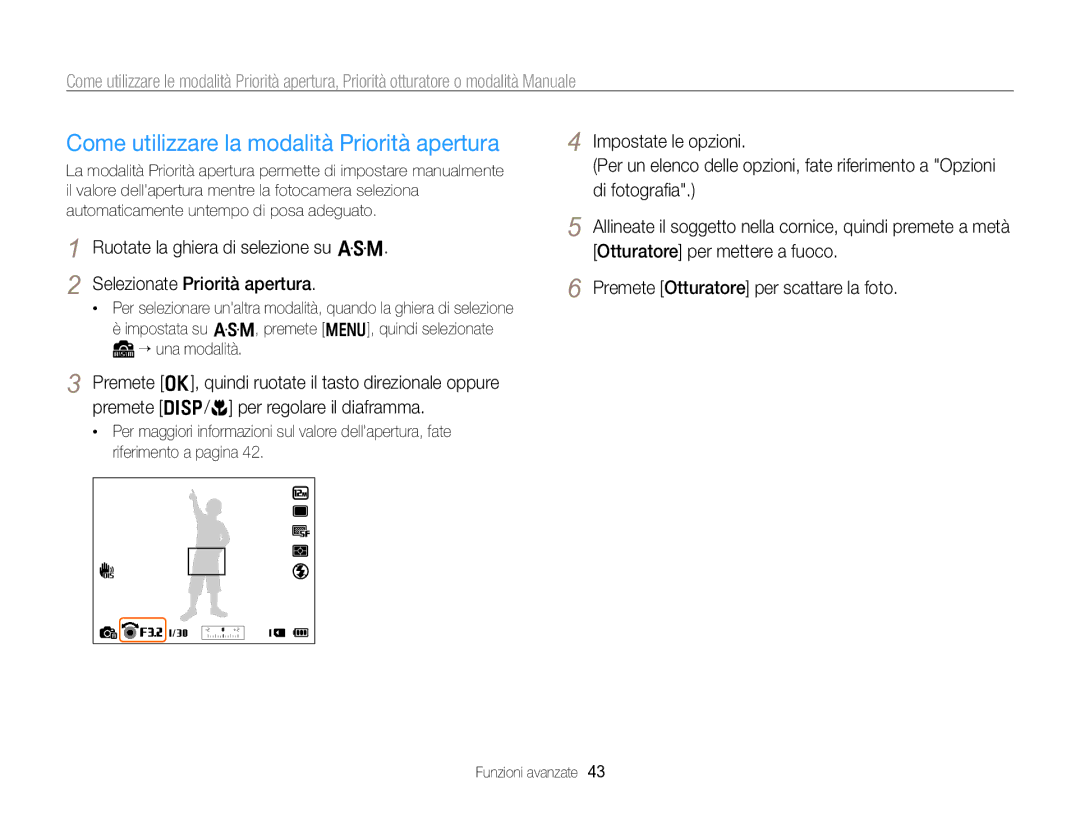 Samsung EC-WB750ZBPBE1 manual Come utilizzare la modalità Priorità apertura 