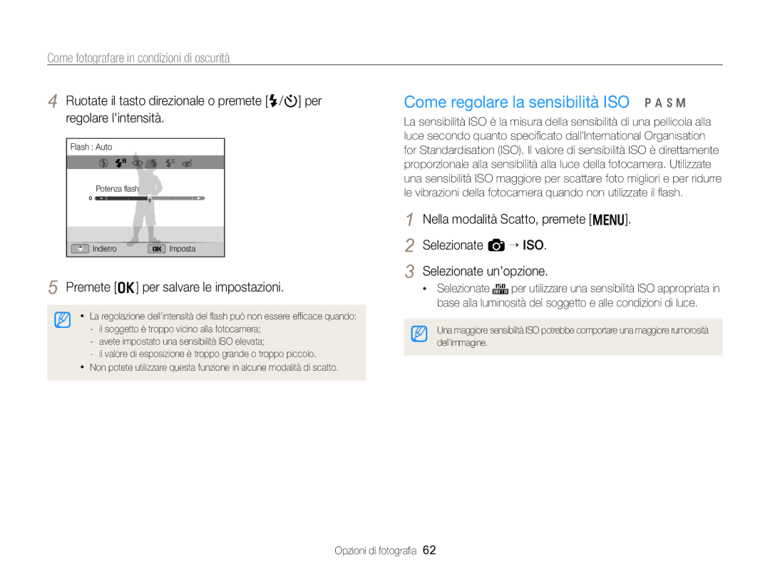 Samsung EC-WB750ZBPBE1 manual Come regolare la sensibilità ISO p a h M, Premete o per salvare le impostazioni 