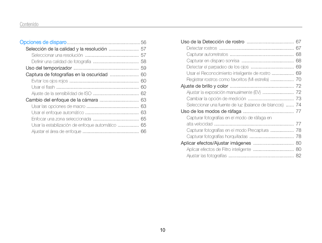 Samsung EC-WB750ZBPBE1 manual Contenido 