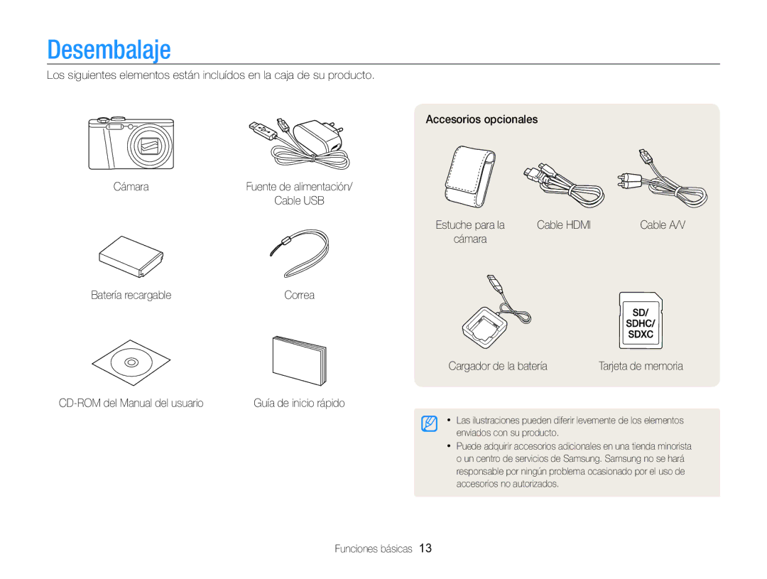 Samsung EC-WB750ZBPBE1 manual Desembalaje 